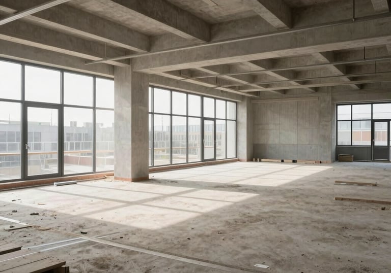 Bright post-construction site after cleaning, showing a dust-free, ready-to-move-in Dutch commercial office space.
