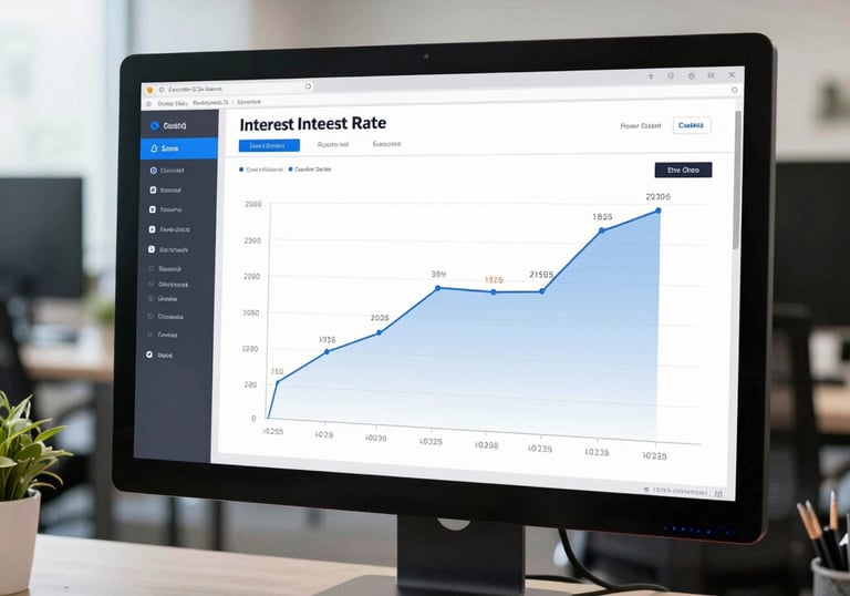 A consultant discussing financial plans with a client over documents and a laptop.