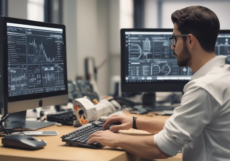 Close-up of hands reviewing technical inspection reports with digital tools.