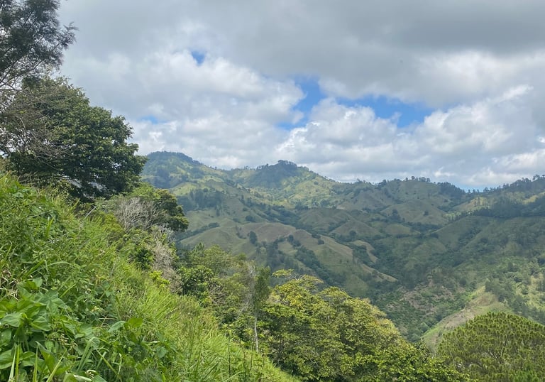 Mountain landscape in Jarabacoa Dominican Republic with valleys forests and scenic views