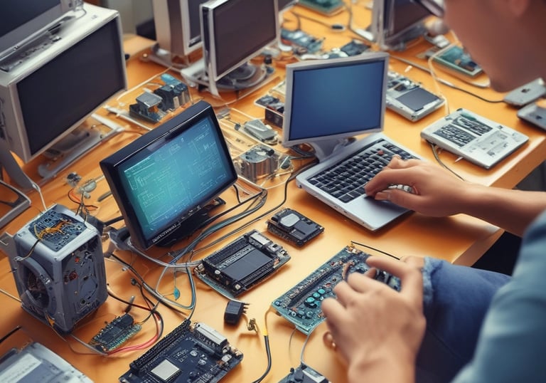 a man riding a skateboard down a street next to tall buildings