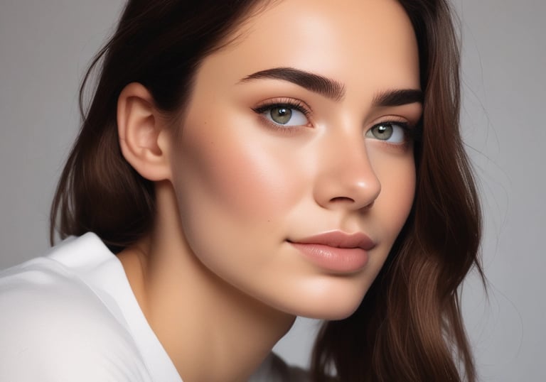 Close-up of a client’s eyebrows being tinted with a gentle brush.