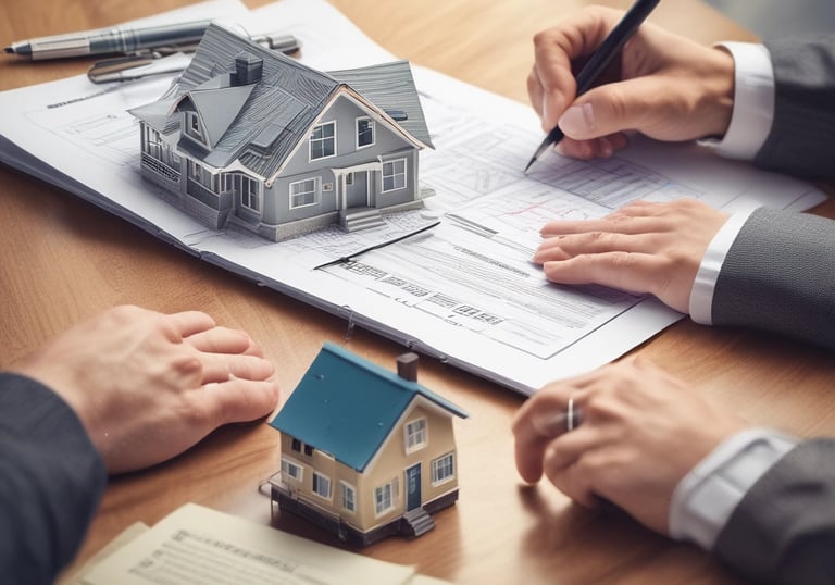 A lawyer reviewing civil law documents with clients in a cozy office.