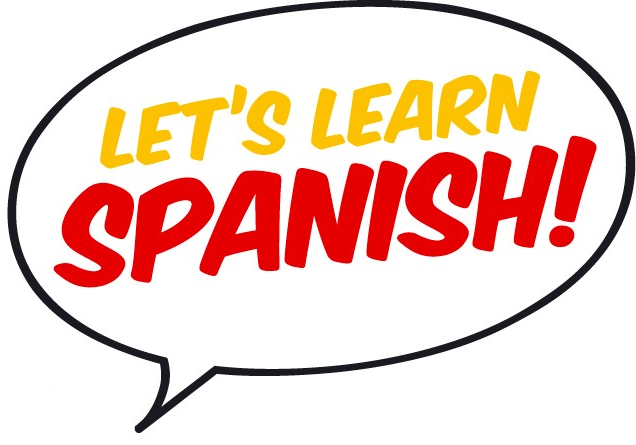 A speech bubble that says "Let's learn Spanish"