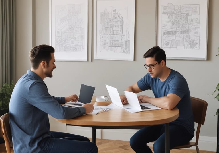 A professional consultant discussing real estate options with clients in an office.