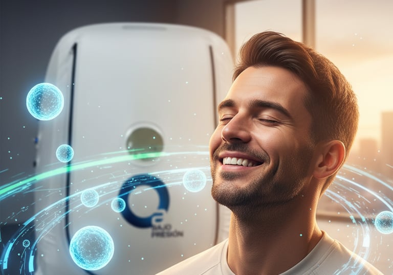 Persona respirando oxigeno