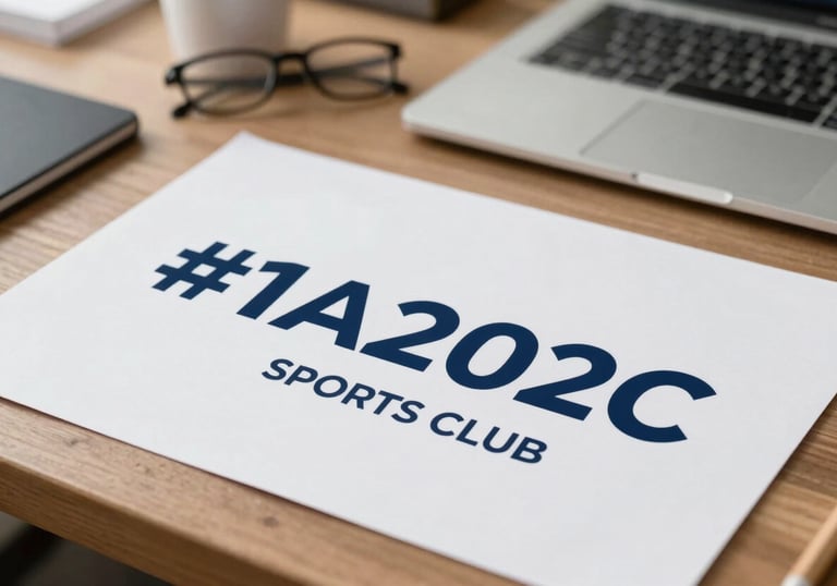 A designer's desk with brand sketches for a sports club, showing professional creative process, featuring #1A202C accents.