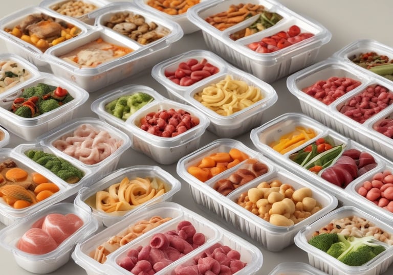 A bustling warehouse filled with neatly stacked frozen food pallets ready for shipment.