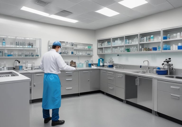 Workers cleaning a newly constructed building interior with professional equipment.
