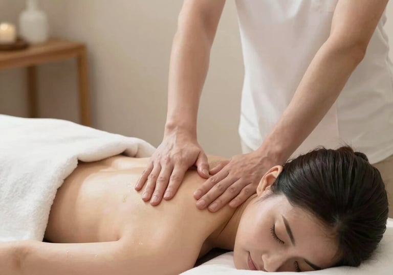 A woman receiving a relaxing professional back massage at Zen Massage Therapy