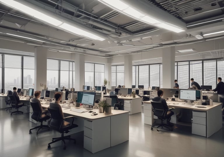 Automated invoice system displaying digital invoices on a screen.