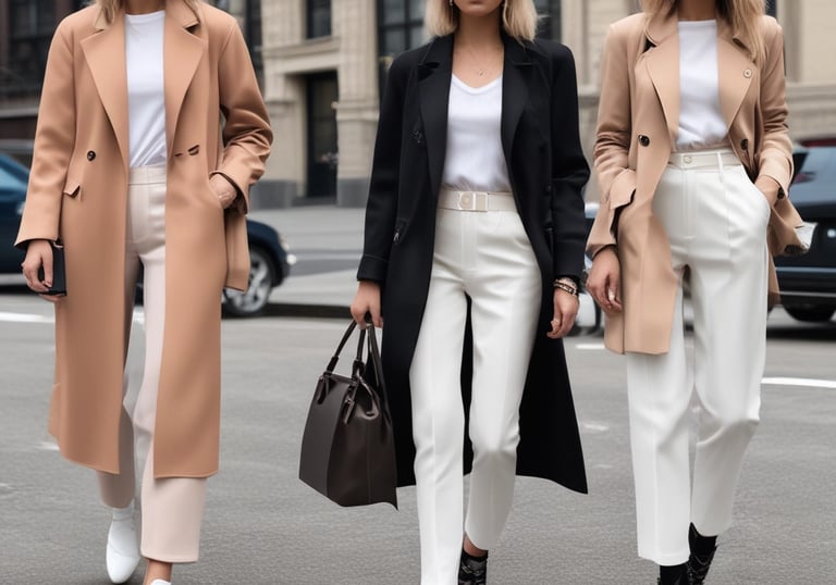 A woman in a classic cream sweater and midi skirt, captured in a natural pose that blends Jacquemus and Dior styles.
