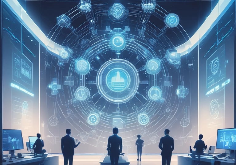 Graphic showing integration of AI, machine learning, and quantum computing.