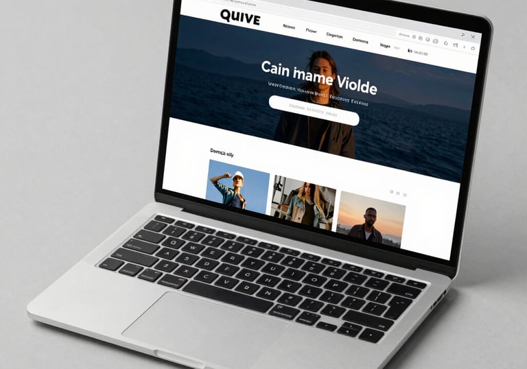 A sleek laptop displaying a modern, responsive website design on screen.
