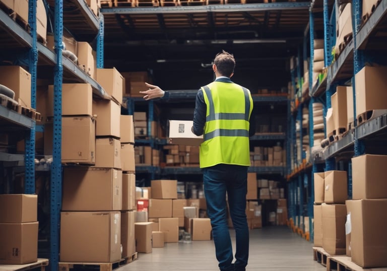 a man riding a skateboard down a street next to tall buildings