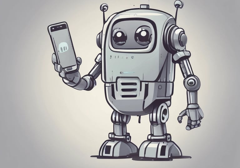 AI chatbot for local businesses displayed on a smartphone screen over a modern office desk background.