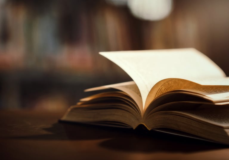 a book is open to show a book with a bookmark