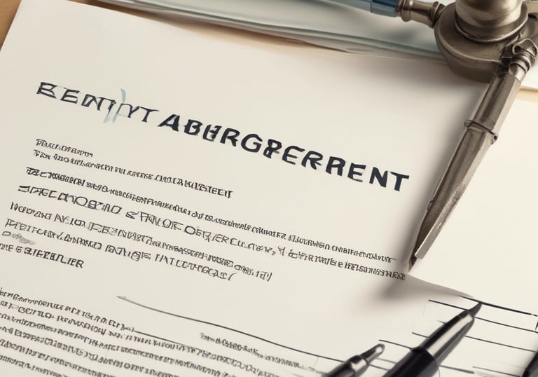 A friendly agent assisting a customer with leave and license agreement paperwork at home.