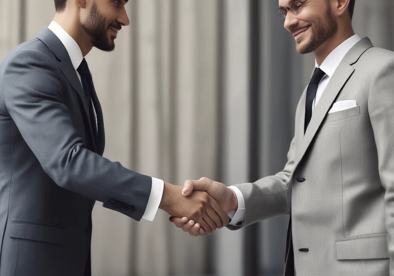 A friendly host handing over keys to happy guests at a bright entrance.