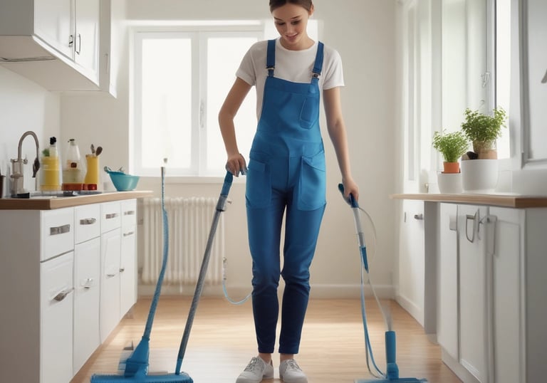 Professional cleaning staff preparing a spotless bedroom for new guests.