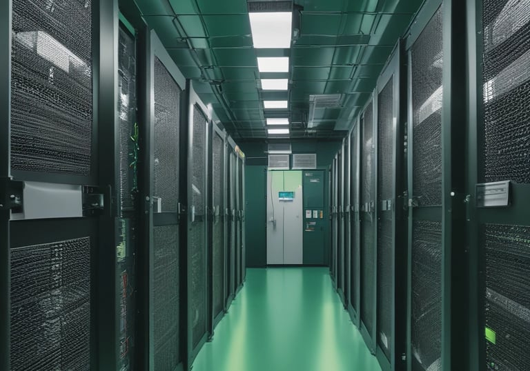 Engineer reviewing technical blueprints in a modern office setting.