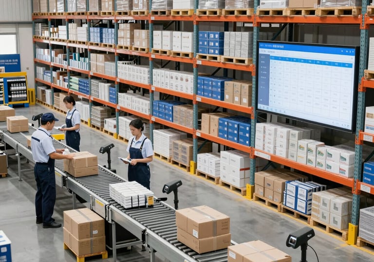 A lush garden with a modern irrigation system in action under bright sunlight.
