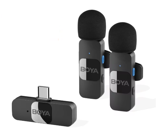 a microphone and a microphone with a boy on it