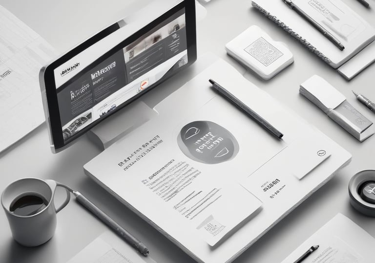 Close-up of hands coding on a laptop with digital design sketches nearby.