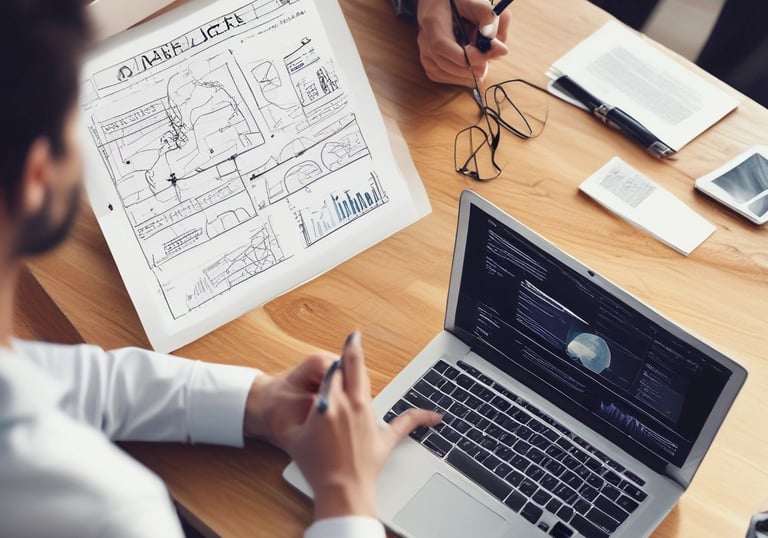 A vibrant workspace showing a developer testing a new digital solution.