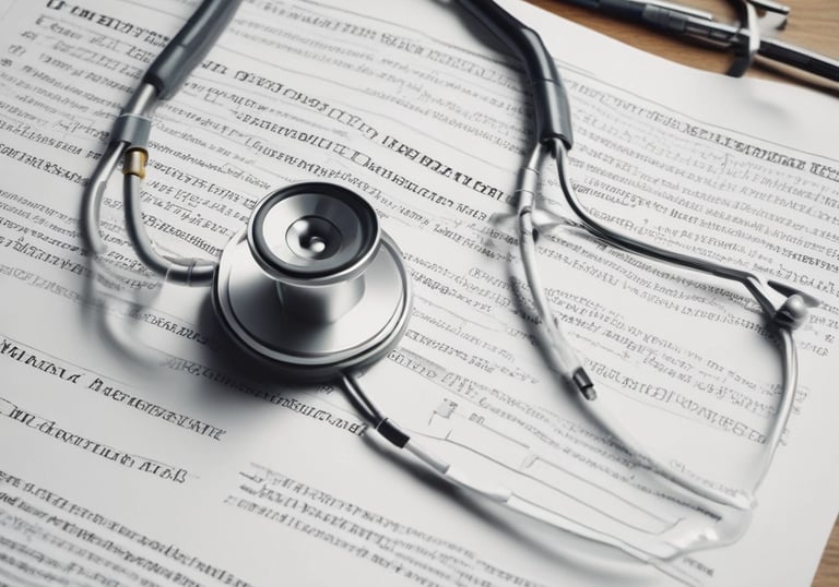 A translator reviewing academic transcripts and diplomas at a desk filled with books.