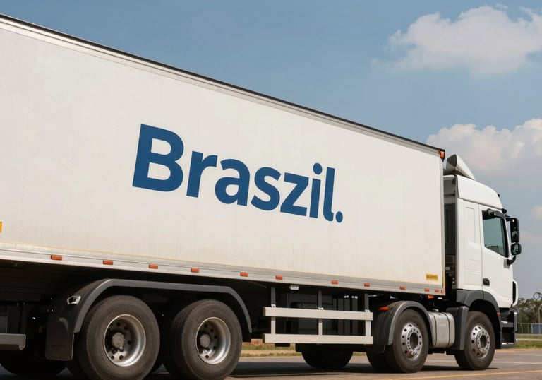 Side view of a large white truck trailer with the sky in the background, representing the scale and capacity of a Brazilian transport company.