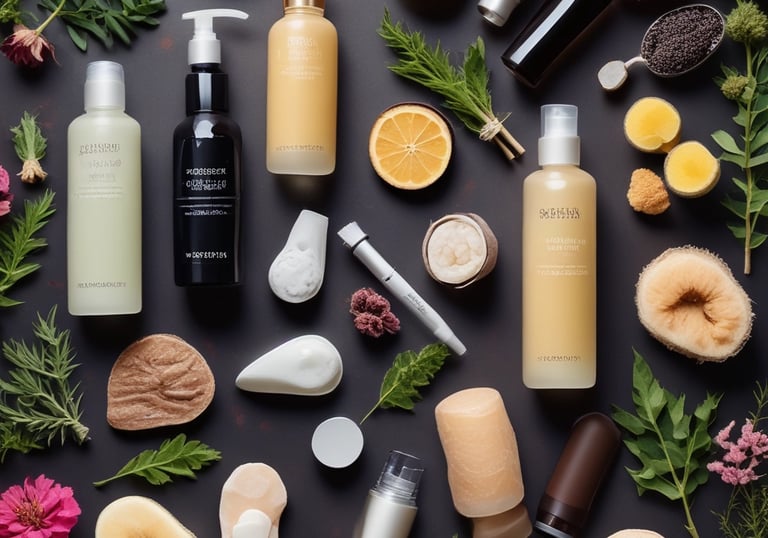 Close-up of vibrant tropical fruit extracts in glass containers.