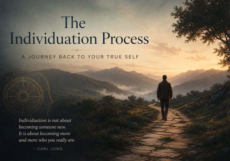 Carl Jung, the individuation process, man walking brick pathway,