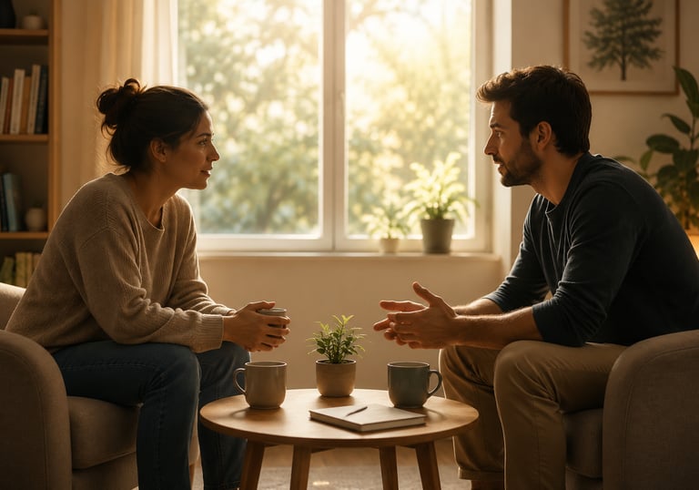 Illustration of emotional repair and healthy communication in relationships,,