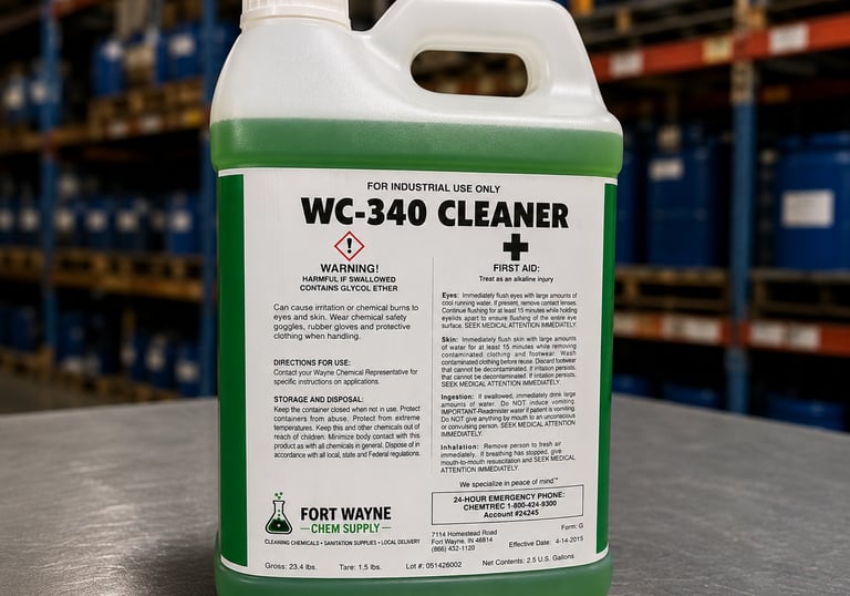 WC-340 multi-purpose commercial cleaner for grease, grime, floors, equipment, kitchens, and industri