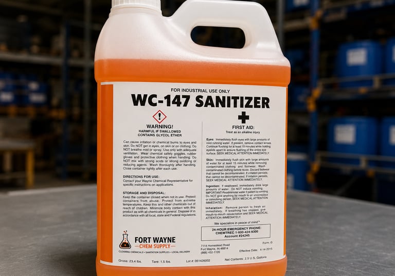 WC-147 food-service sanitizer for restaurants, kitchens, schools, healthcare facilities, and commerc