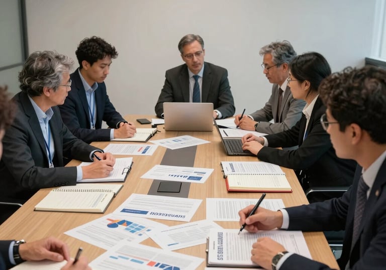Field researchers conducting interviews and gathering information in a Middle Eastern urban setting.