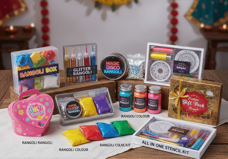 assorted diy rangoli kits and festive corporate gift packs