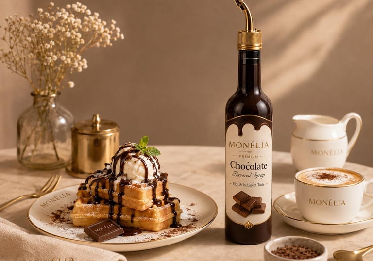 MONÉLIA chocolate syrup for desserts waffles coffee and premium drinks
