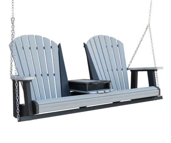 Amish-made outdoor furniture swing with chains and cupholder