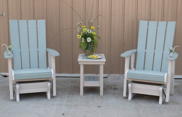 Matching set of gliders and table on patio