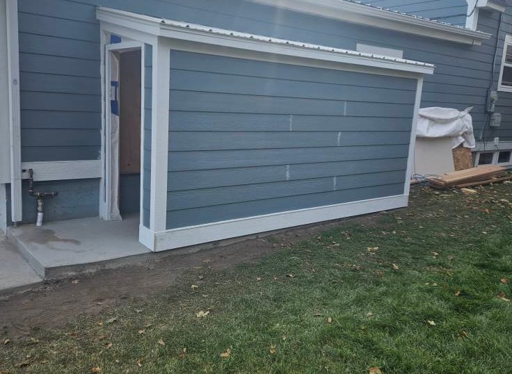shed add-on to garage paint trim caulk