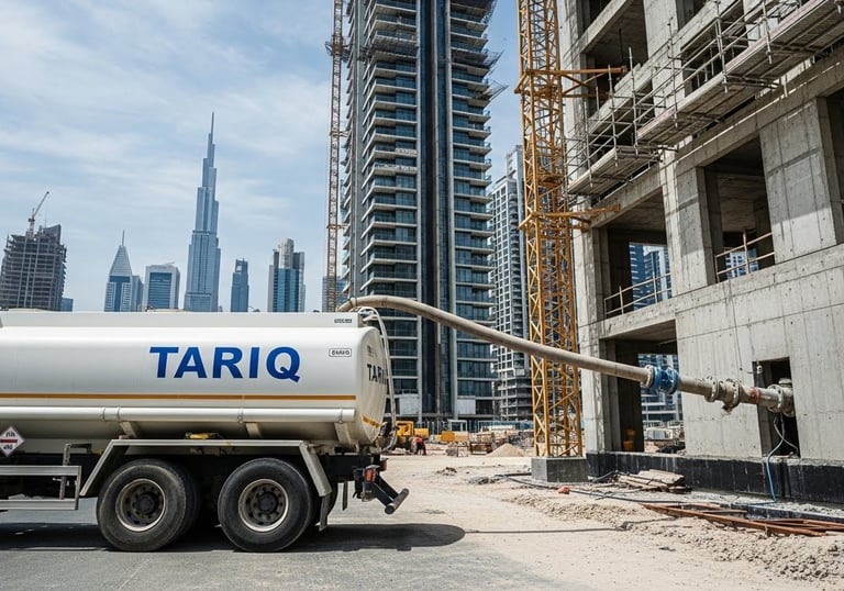 a water tanker supply water for construction site