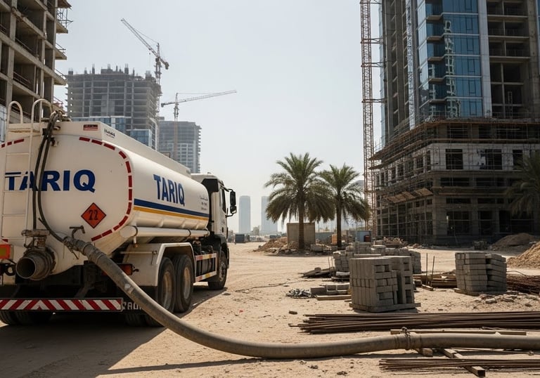 water tanker supply water to construction building