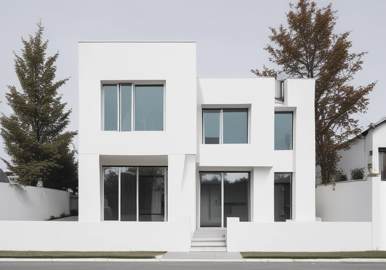 Close-up of a freshly painted exterior wall corner with clean lines and vibrant blue paint.