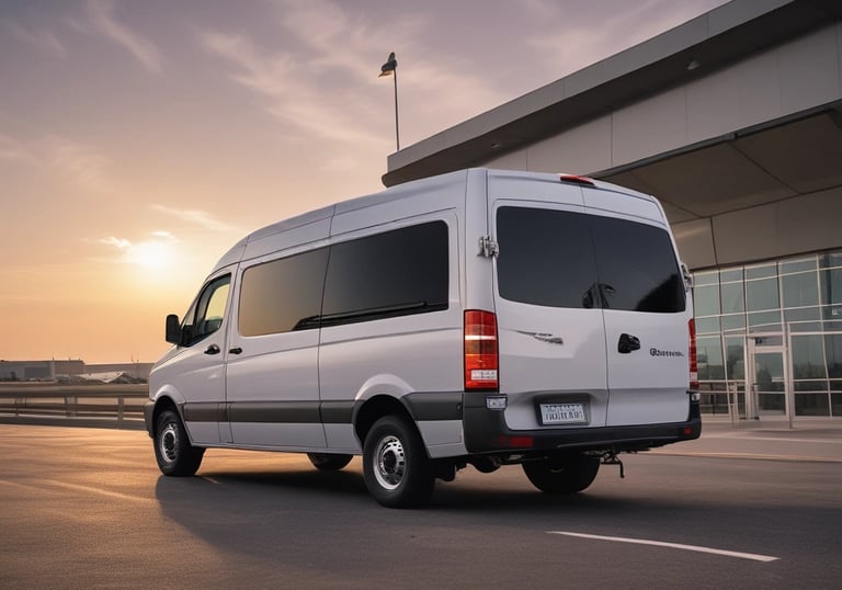Courier driver handing over a package with a smile in an urban setting.
