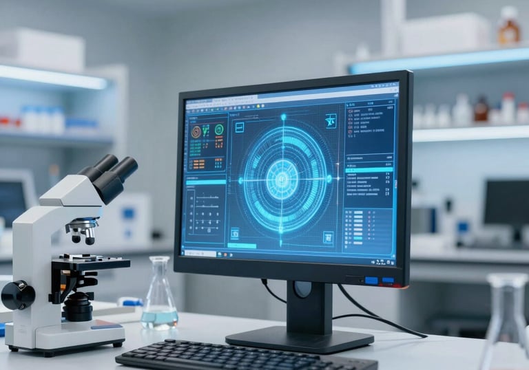 A classroom with students engaging with interactive AI-powered learning tools.