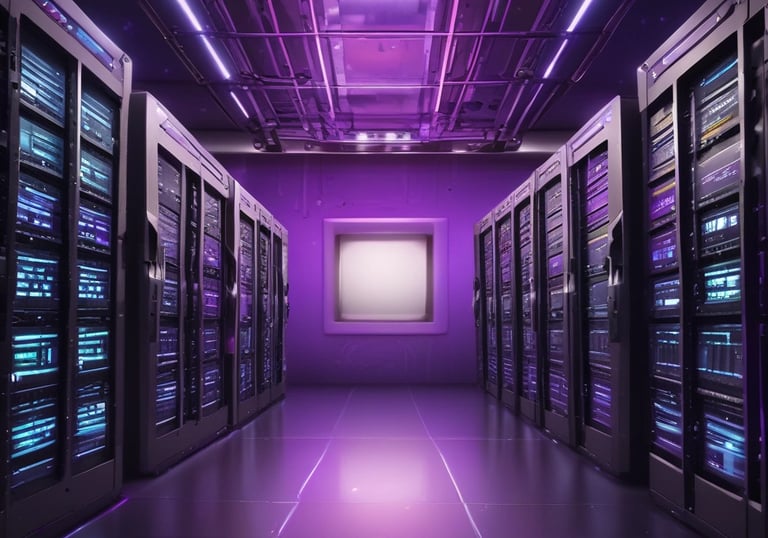 Close-up of sleek black and purple tech device with glowing accents