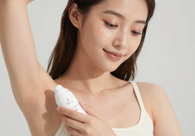Close-up of luxury skincare bottles with natural ingredients in the background.