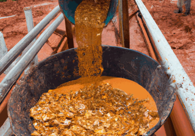 a bucket of food is being poured into a bucket